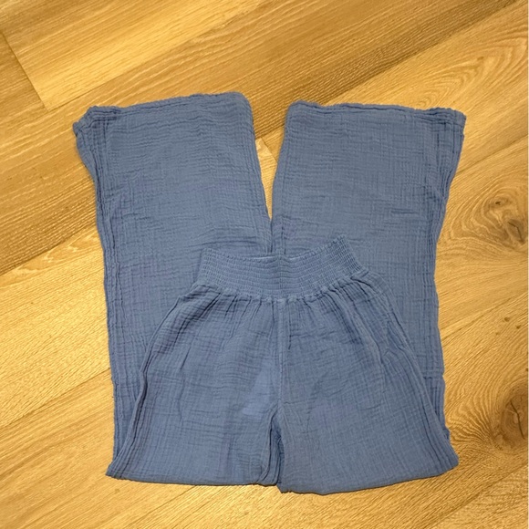 NWT Michael Stars Susie Smocked waist Blue Wide-Leg Pants - Picture 5 of 10